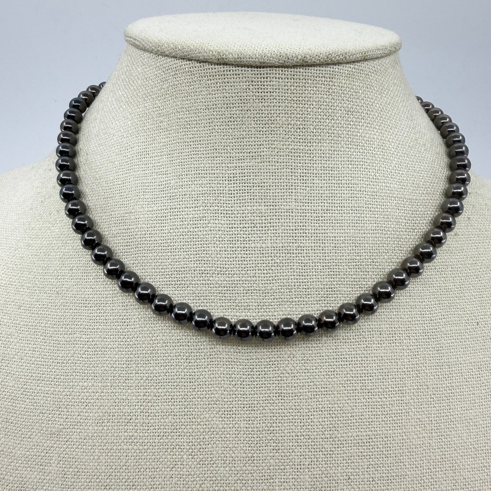 New York & Co. Gunmetal Grey Bead Necklace Statement Layer Minimalist Boho Chic
